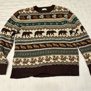 Kiel James Patrick Brown and Cream Animal Pattern Sweater